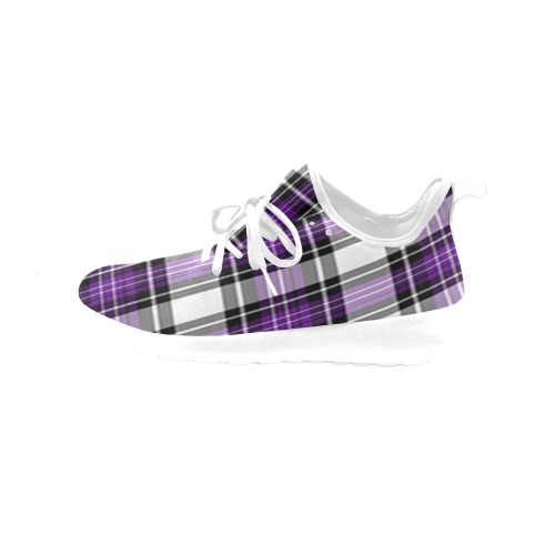 Purple Black Plaid Women's One-Piece Vamp Sneakers (Model 67502)