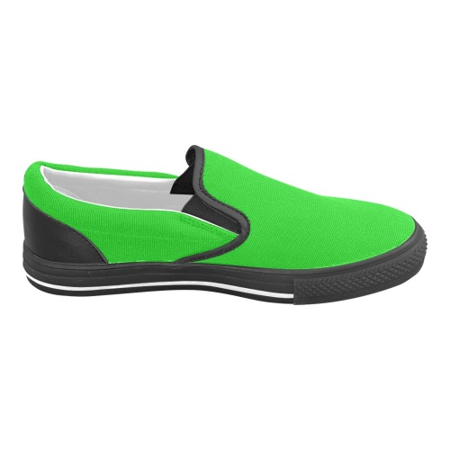 Merry Christmas Green Solid Color Men's Slip-on Canvas Shoes (Model 019)
