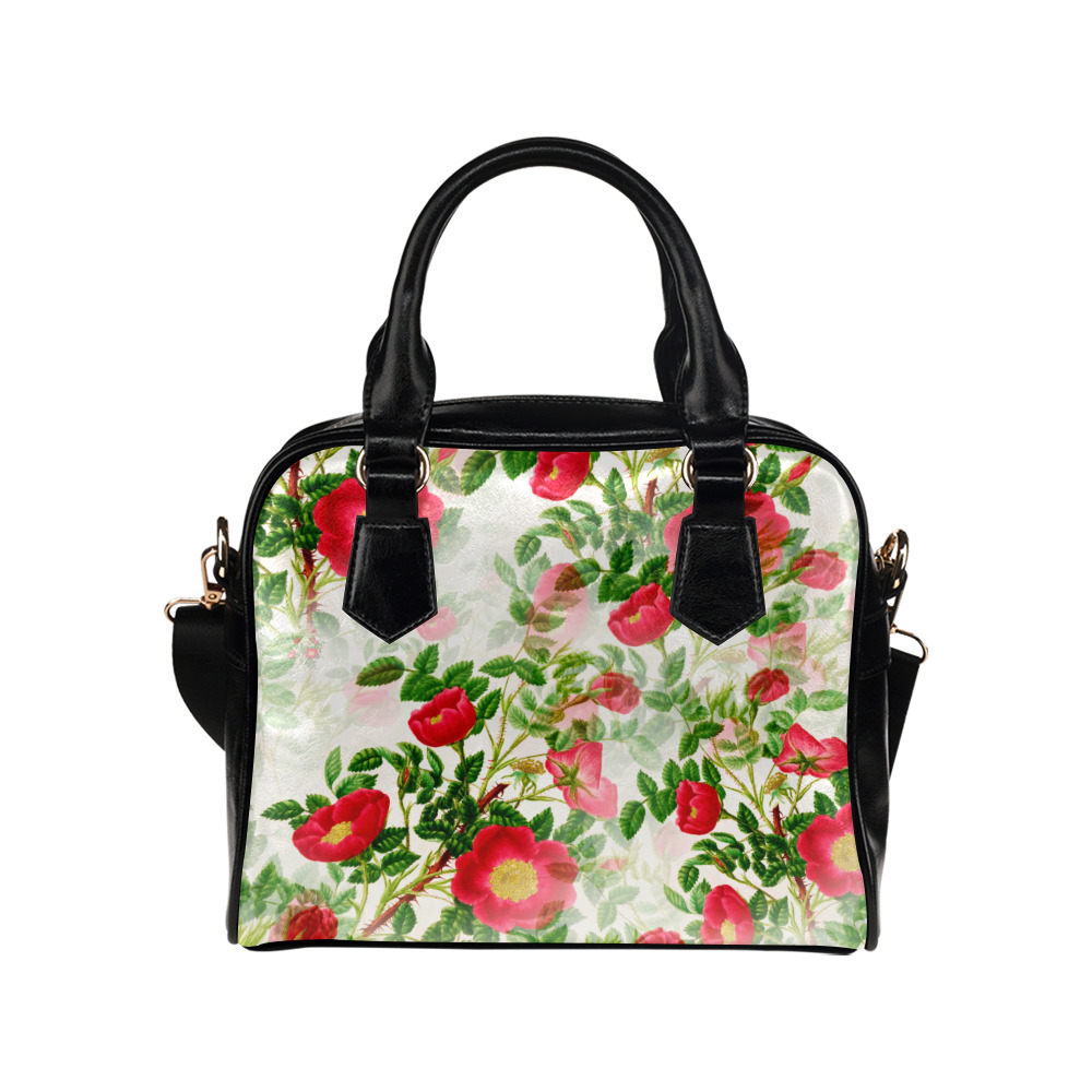 Vintage Red Floral Blossom Shoulder Handbag (Model 1634)