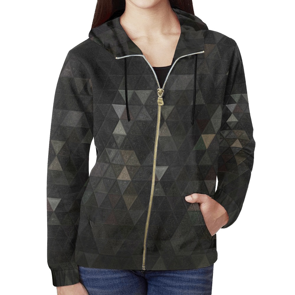 mosaic triangle 26 All Over Print Full Zip Hoodie for Women (Model H14)