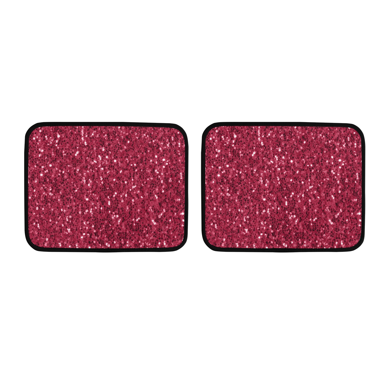 Magenta dark pink red faux sparkles glitter Back Car Floor Mat (2pcs)