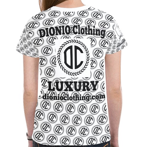 DIONIO Clothing - Ladies' White & Black Luxury Apparel T-Shirts New All Over Print T-shirt for Women (Model T45)