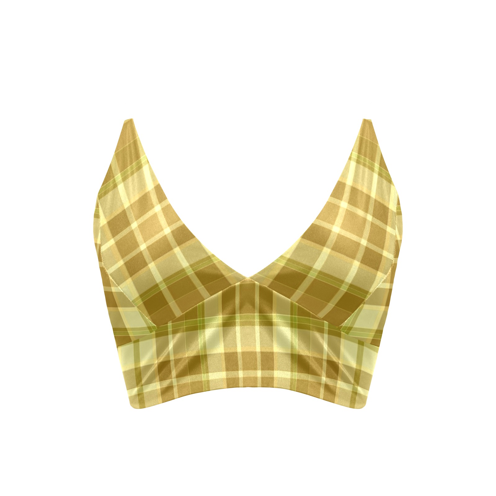 Shades Of Yellow Plaid Crop Bikini Top (Model S40)