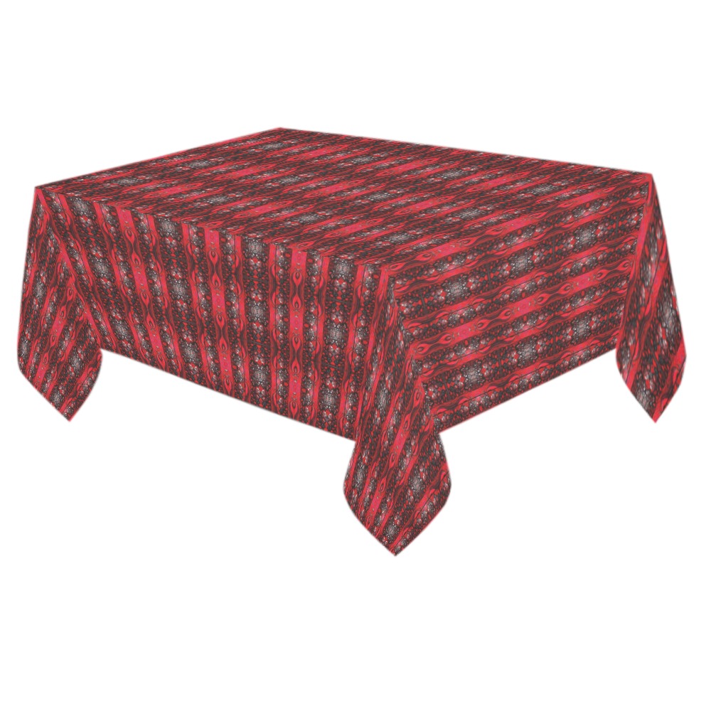 red and black intricate pattern repeating Cotton Linen Tablecloth 60"x 84"