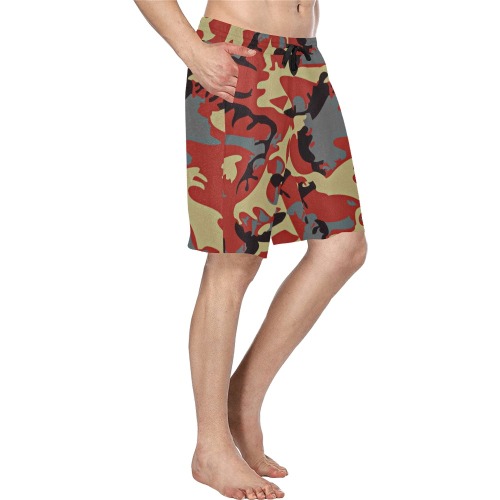 Black and Red Camo Casual Shorts Men's All Over Print Casual Shorts (Model L23)