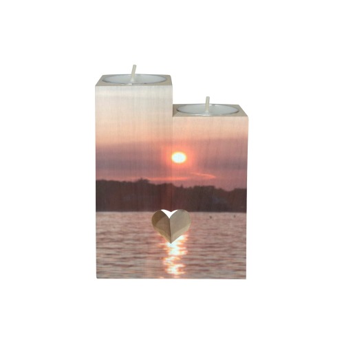 Glazed Sunset Collection Wooden Candle Holder (Without Candle)