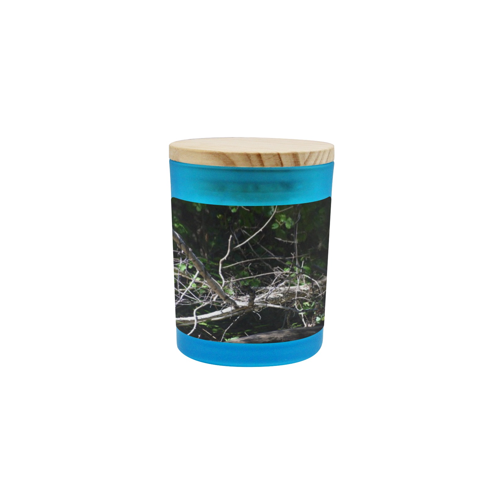 a moment of light Blue Glass Candle Cup (Wood Sage & Sea Salt)