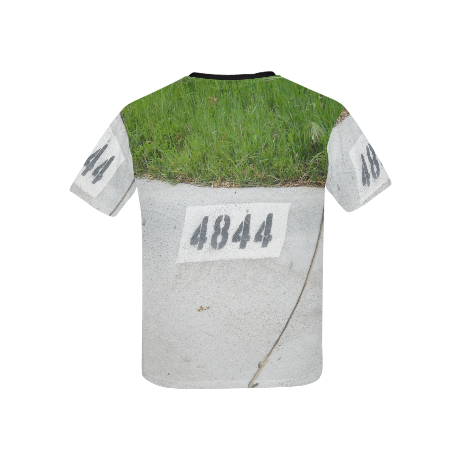 Street Number 4844 with black collar Kids' Mesh Cloth T-Shirt with Solid Color Neck (Model T40)