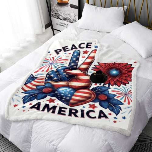 Peace Double Layer Short Plush Blanket 50"x60"