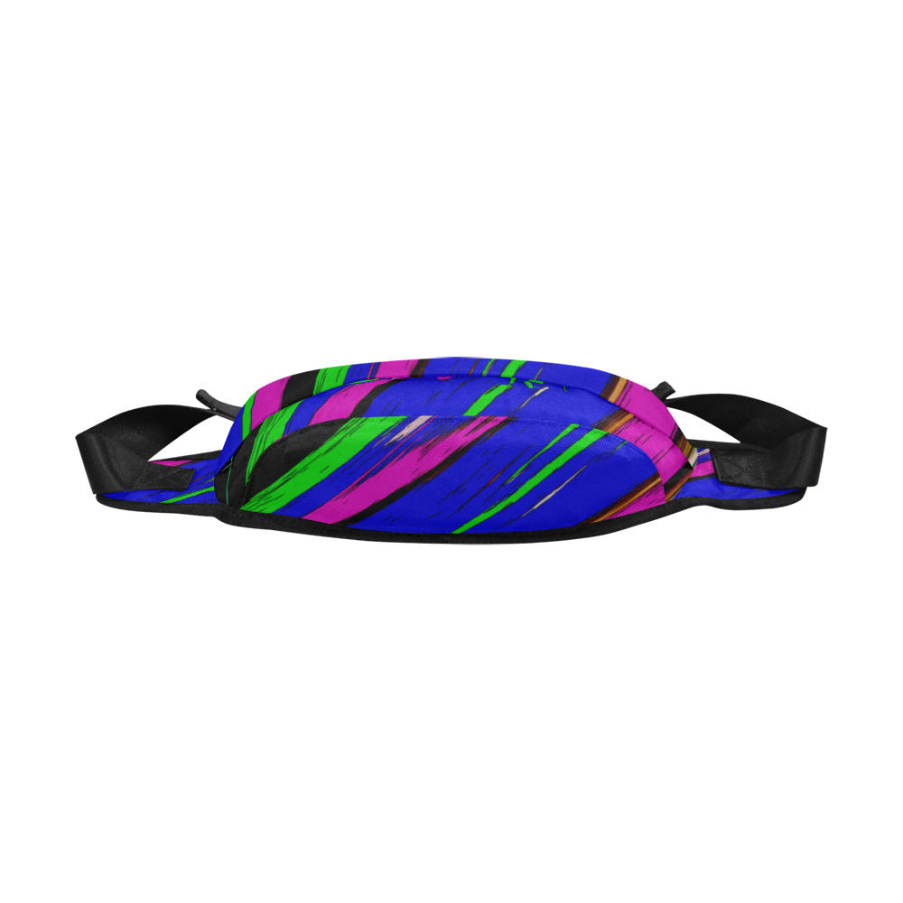 Diagonal Green Blue Purple And Black Abstract Art Fanny Pack/Large (Model 1676)