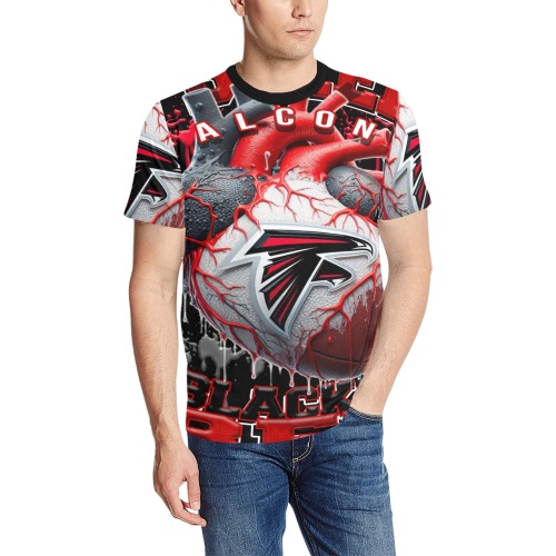 Atlanta Falcons shirt Men's All Over Print T-Shirt (Solid Color Neck) (Model T63)