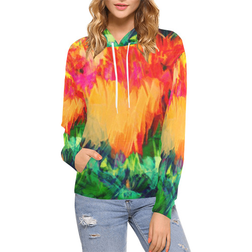 Colorful Painting Brushes Strokes All Over Print Hoodie for Women (USA Size) (Model H13)