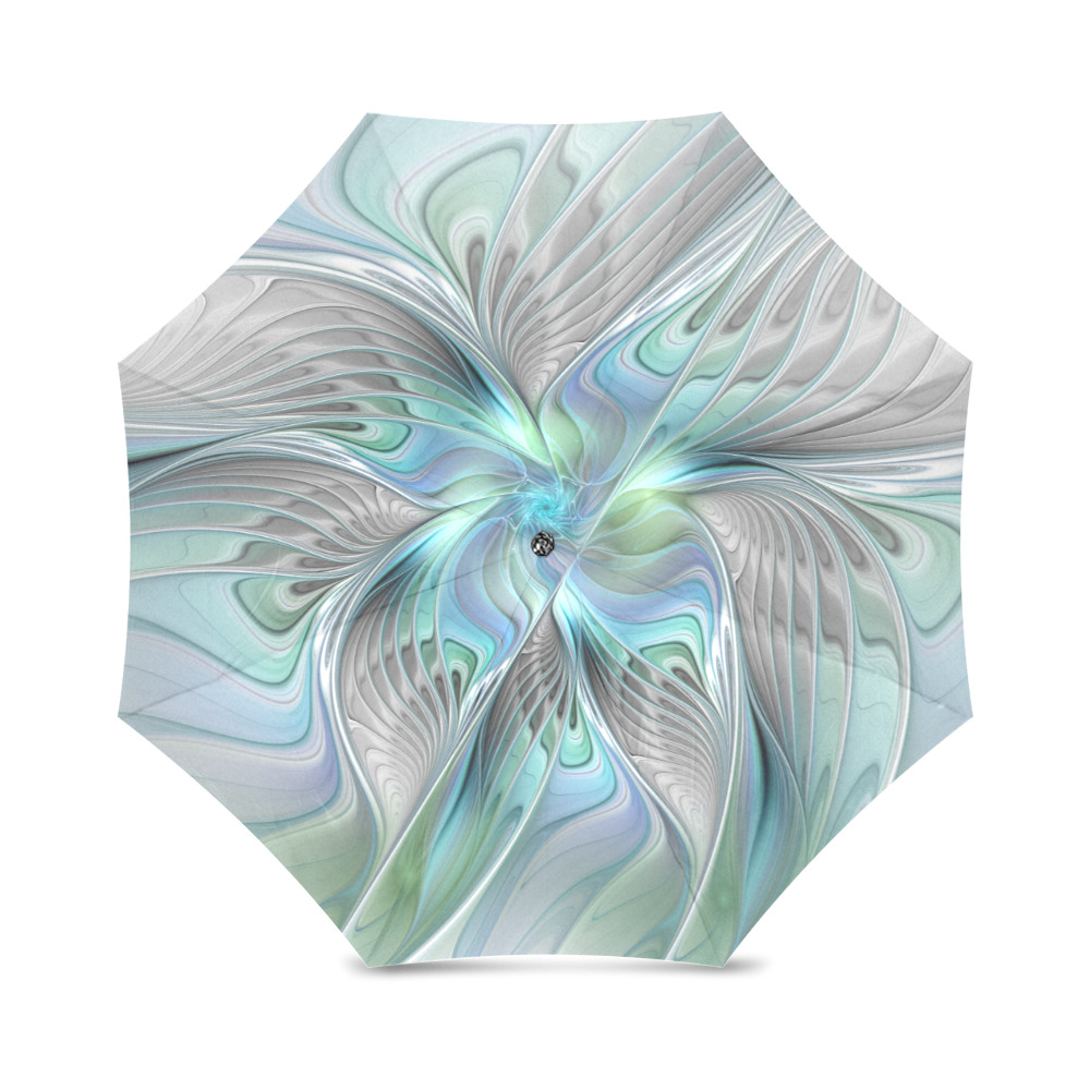 Abstract Blue Green Butterfly Fantasy Fractal Art Foldable Umbrella (Model U01)