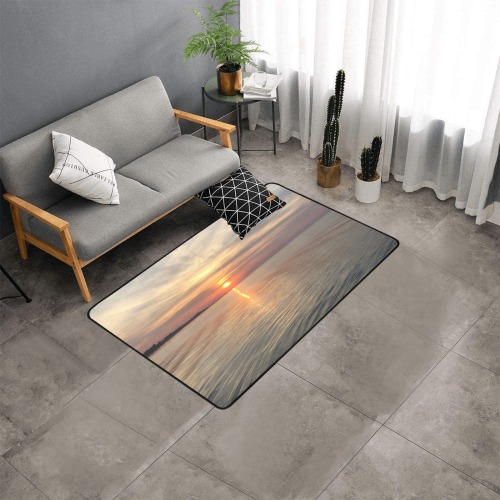 Early Sunset Collection Area Rug with Black Binding 5'x3'3''