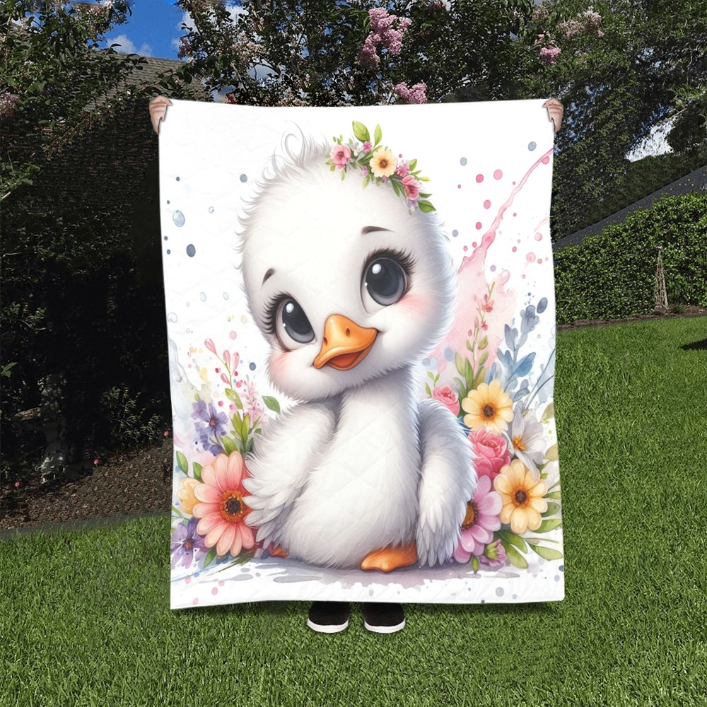 Watercolor Baby Swan 3 Quilt 40"x50"