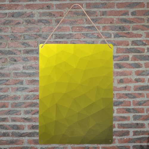 Yellow gradient geometric mesh pattern Metal Tin Sign 12"x16"