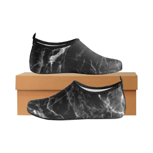 Black marble texture Men's Slip-On Water Shoes (Model 056)