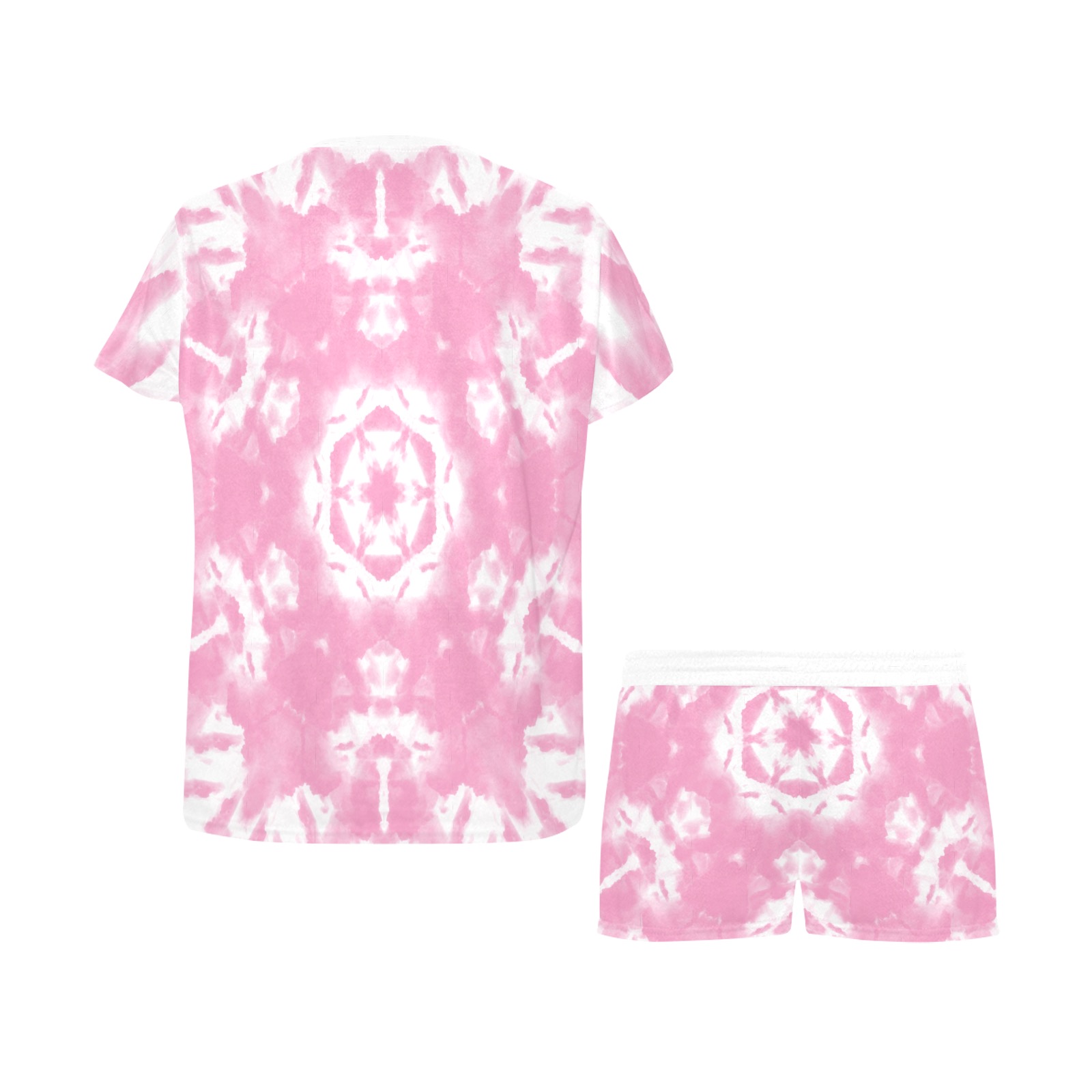 Ô Pink Tie Dye on White Women's Short Pajama Set