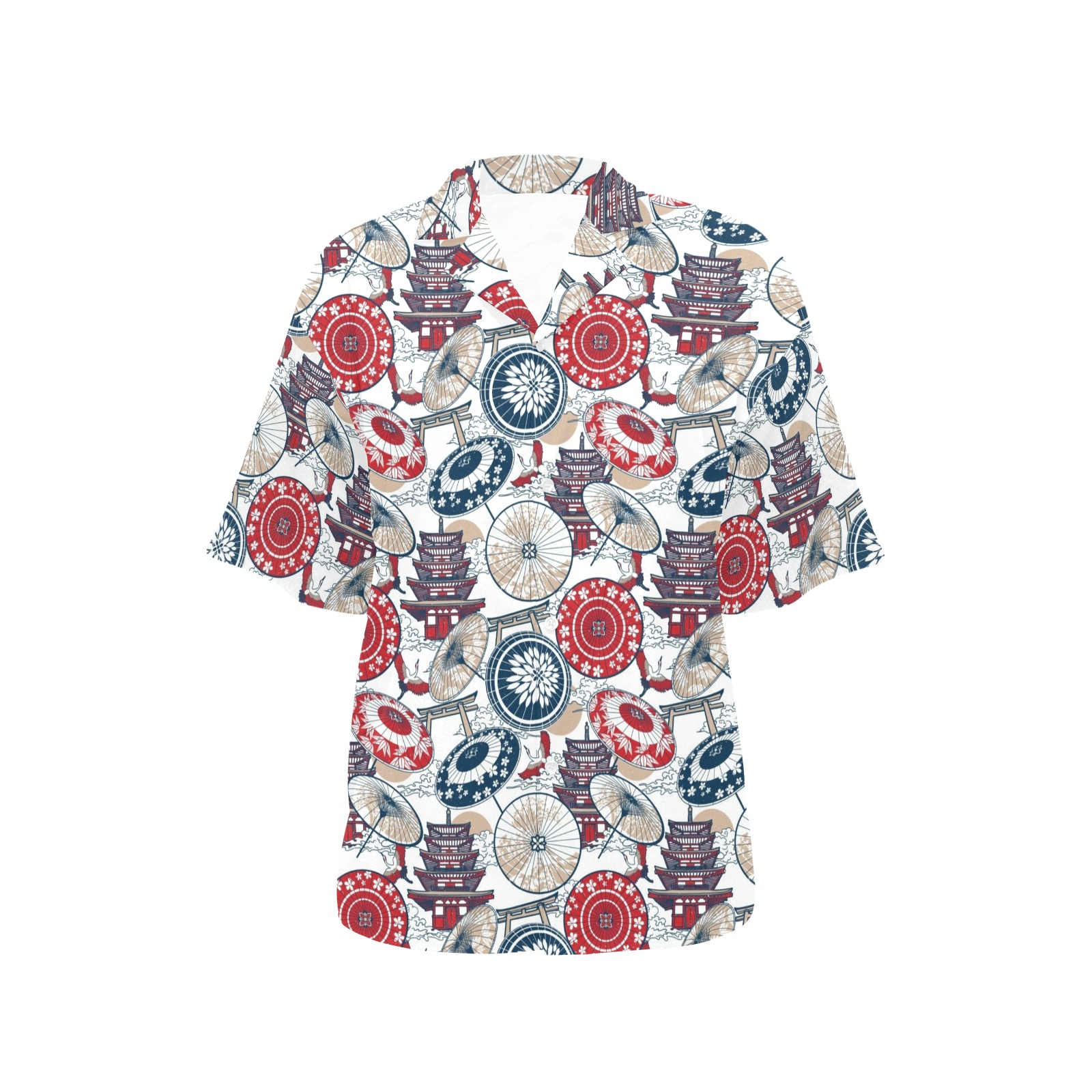 UMBRELLA 0004 All Over Print Hawaiian Shirt for Women (Model T58)