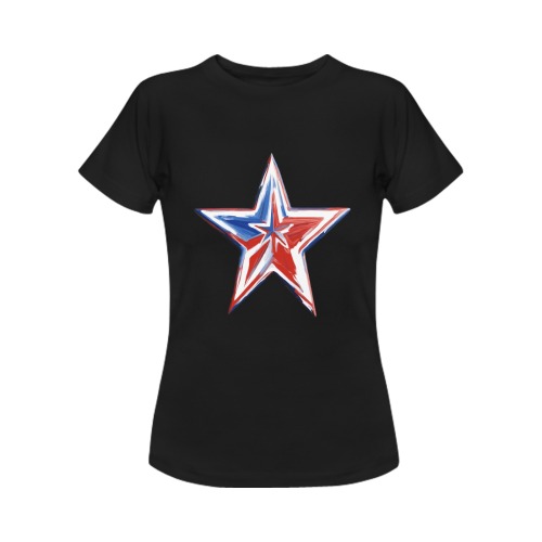 Red White Blue patriotic American star art Women's T-Shirt in USA Size (Front Printing Only)