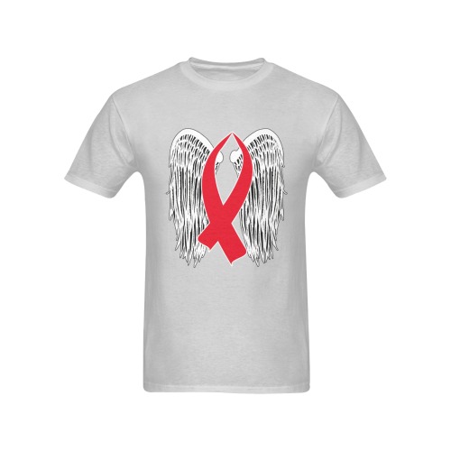Winged Awareness Ribbon (Red) Men's T-Shirt in USA Size (Two Sides Printing)