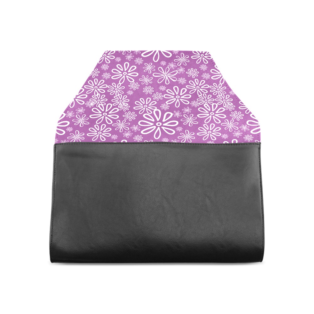 Fields of White Flowers on Purple Clutch Bag (Model 1630)