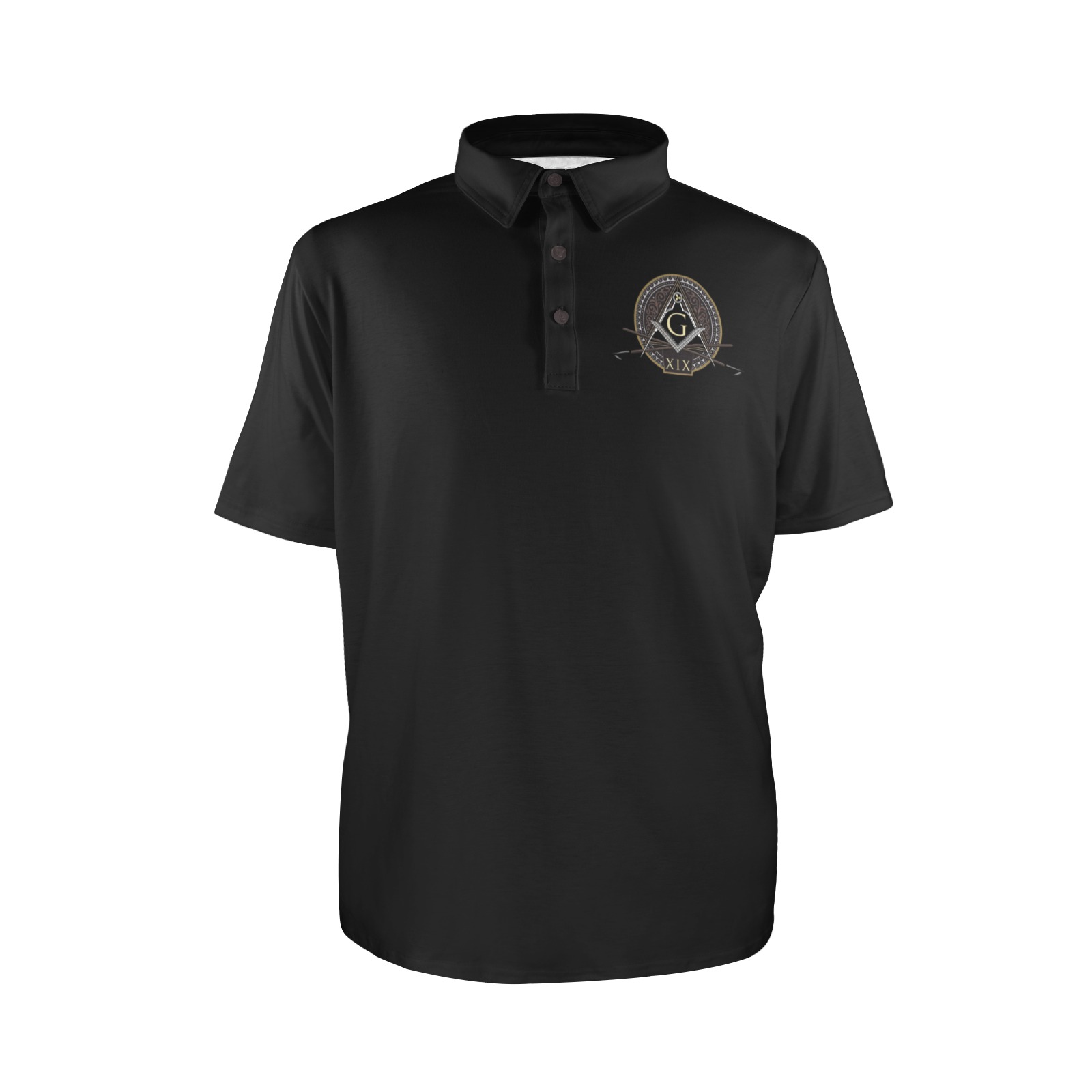 Black 19 Men's All Over Print Polo Shirt (Model T55)