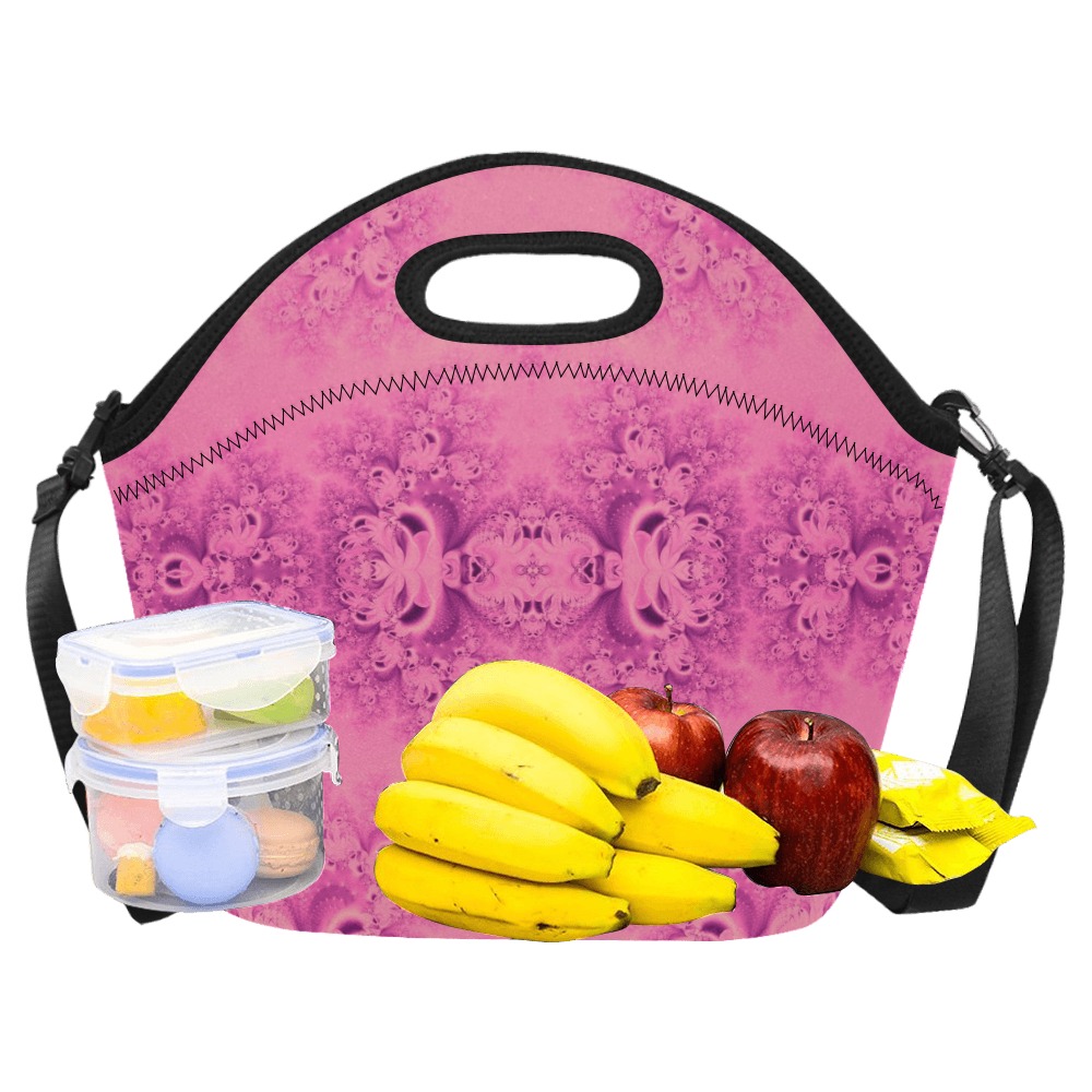 Pink Morning Frost Fractal Neoprene Lunch Bag/Large (Model 1669)