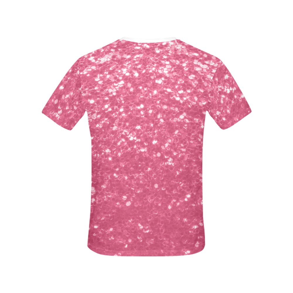 Magenta light pink red faux sparkles glitter All Over Print T-Shirt for Women (USA Size) (Model T40)