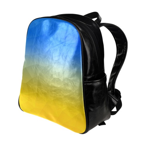 Ukraine yellow blue geometric mesh pattern Multi-Pockets Backpack (Model 1636)