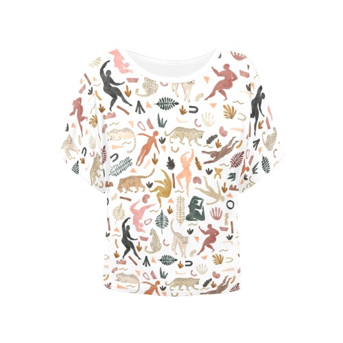 Abstract shapes of wild desert Women's Batwing-Sleeved Blouse T shirt (Model T44)