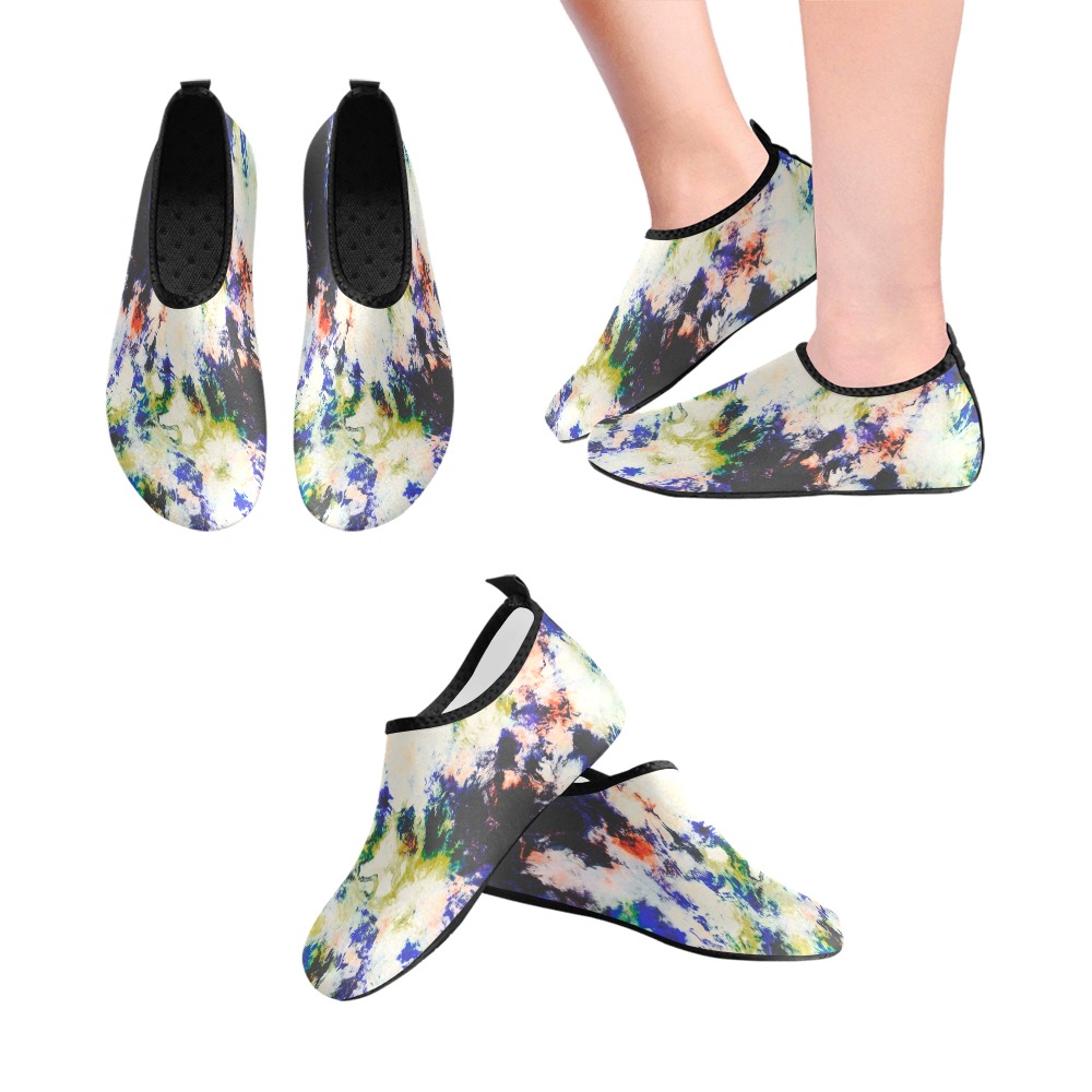 Modern watercolor colorful marbling Women's Slip-On Water Shoes (Model 056)
