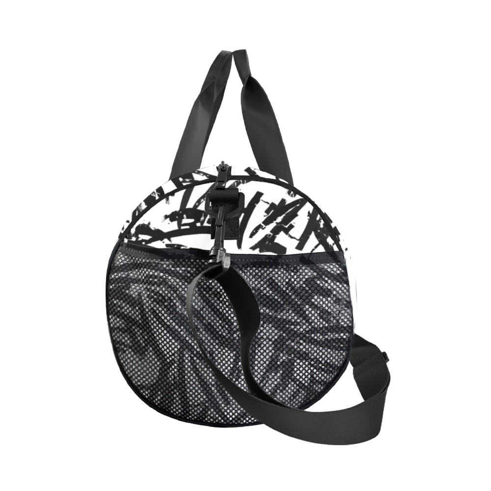 Brush Stroke Black and White Duffle Bag (Model 1679)