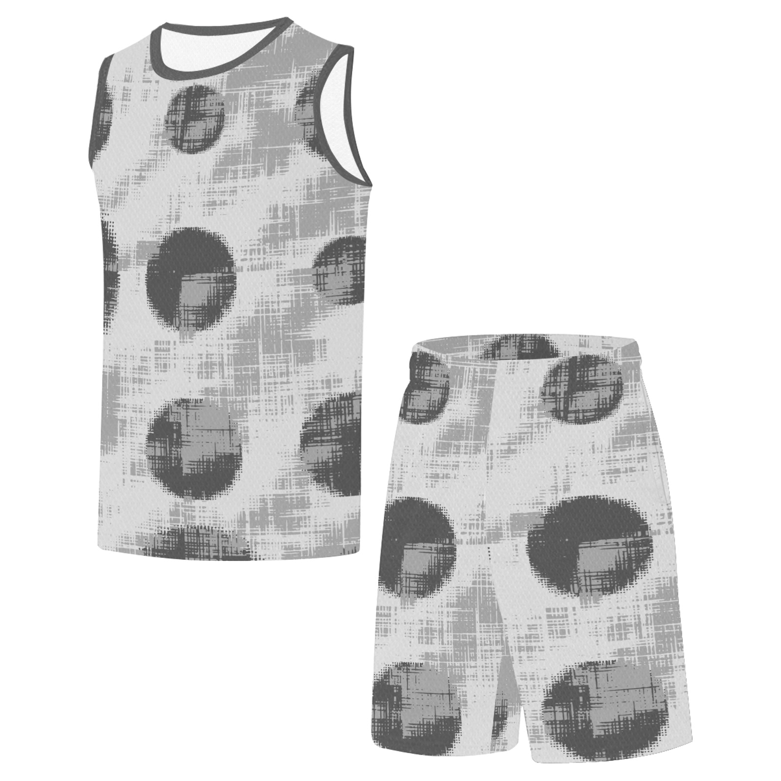 Vintage Grunge Circles - Gray Basketball Uniform with Pocket
