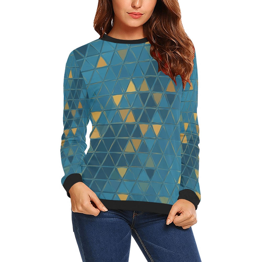 mosaic triangle 6 All Over Print Crewneck Sweatshirt for Women (Model H18)