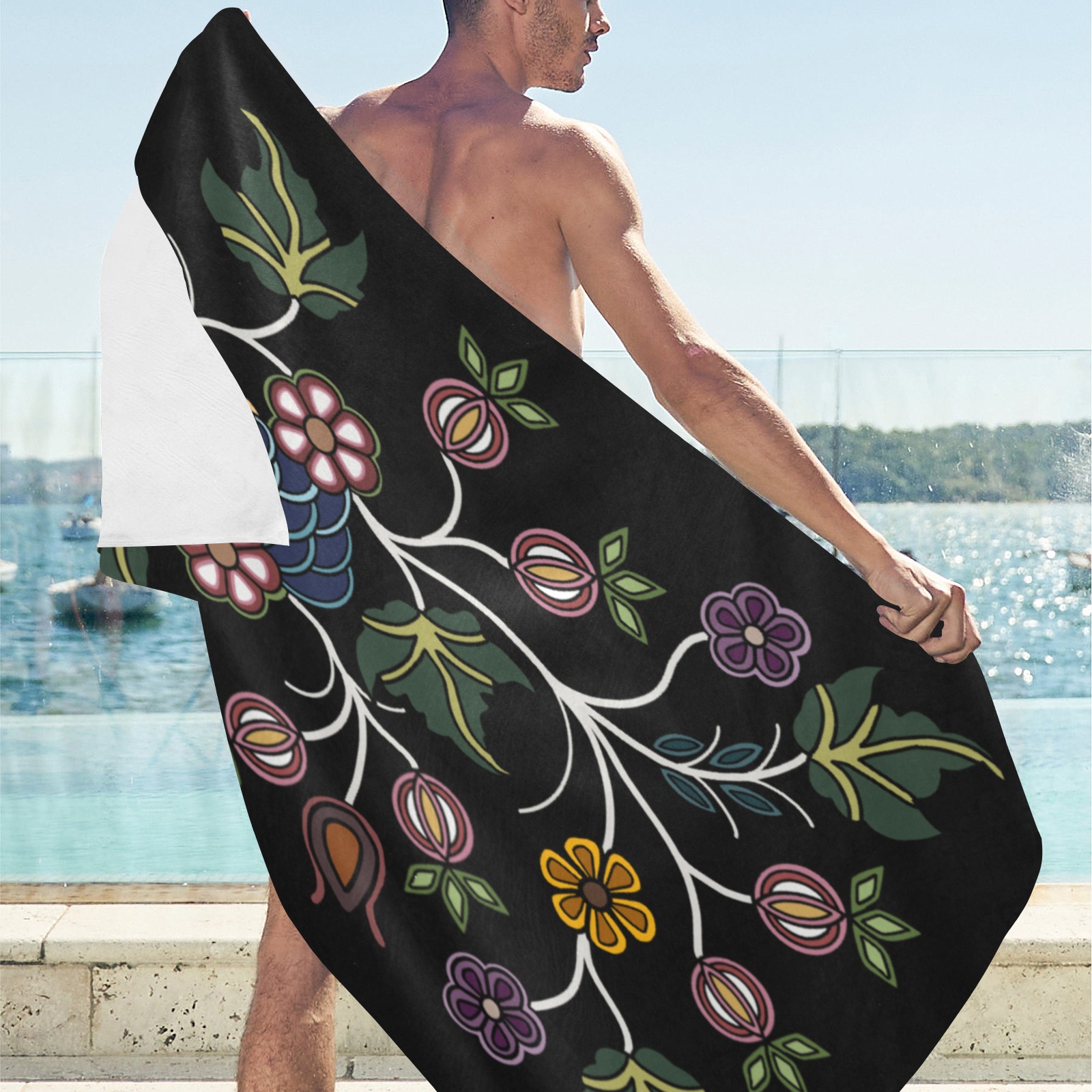 floral ojibwe Beach Towel 32"x 71"