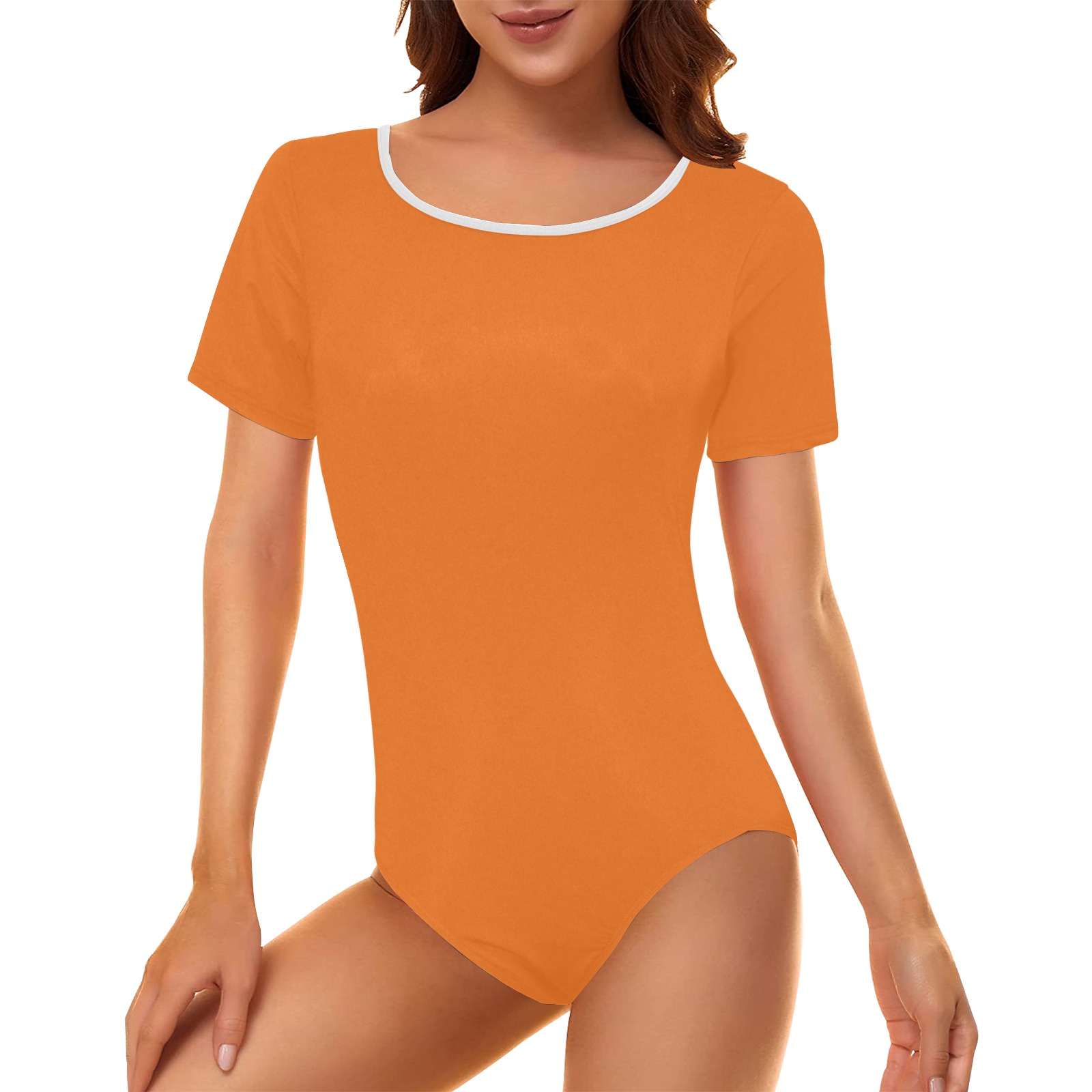 color pumpkin Women's Short Sleeve Bodysuit