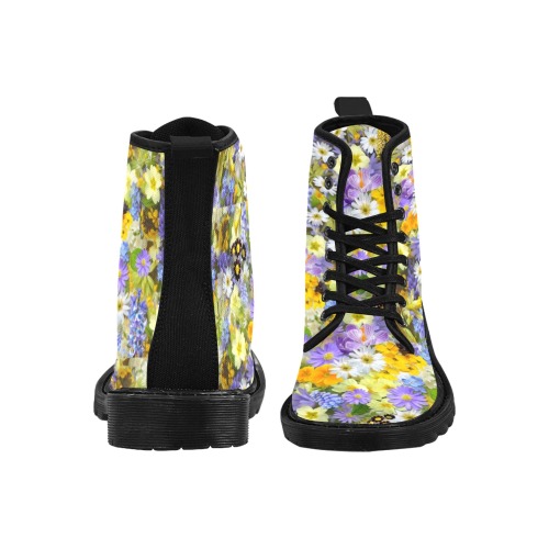 Colorful Flower, Romantic Flowers, Martin Boots for Women (Black) (Model 1203H)