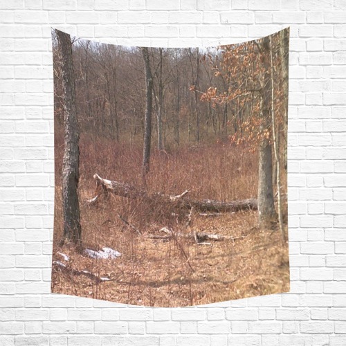 Falling tree in the woods Polyester Peach Skin Wall Tapestry 51"x 60"