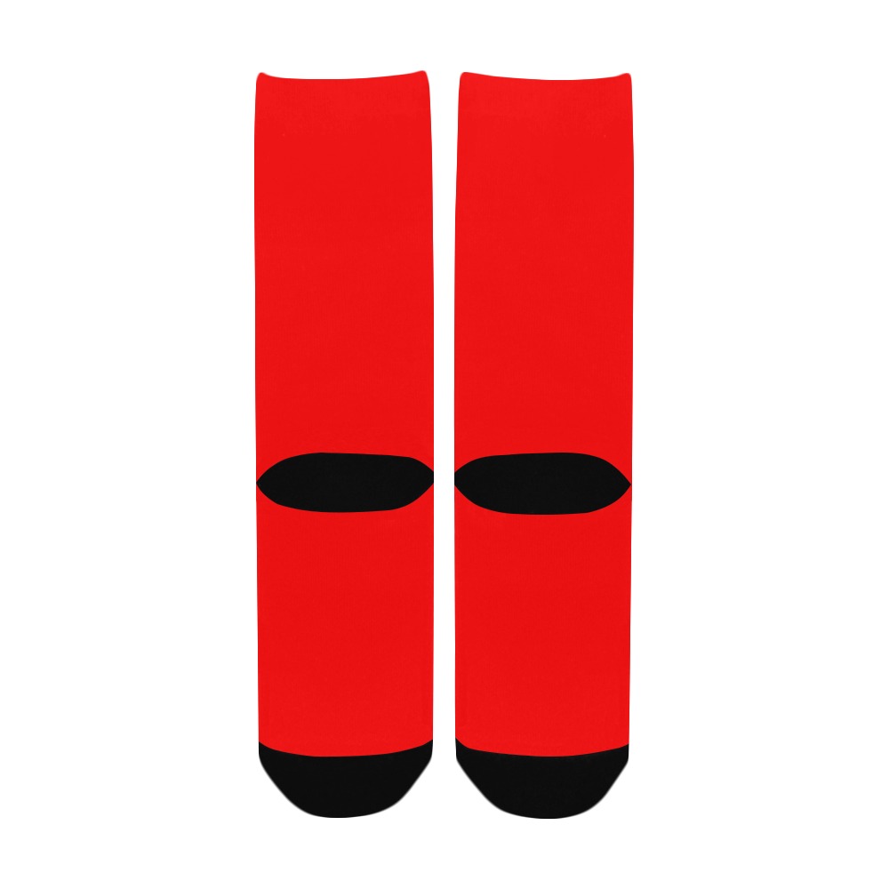 Merry Christmas Red Solid Color Women's Custom Socks