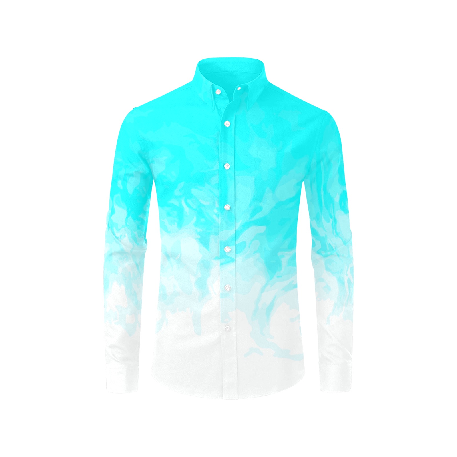 Dry Ice - light blue white gradient smokey Men's All Over Print Casual Dress Shirt (Model T61)