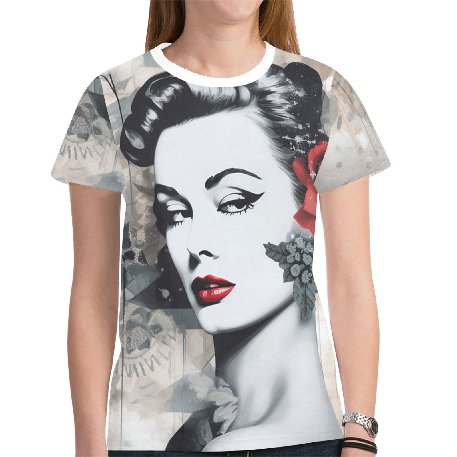 Stylish New All Over Print T-shirt for Women (Model T45)