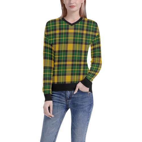 BRANDON MANITOBA TARTAN Women's All Over Print V-Neck Sweater (Model H48)