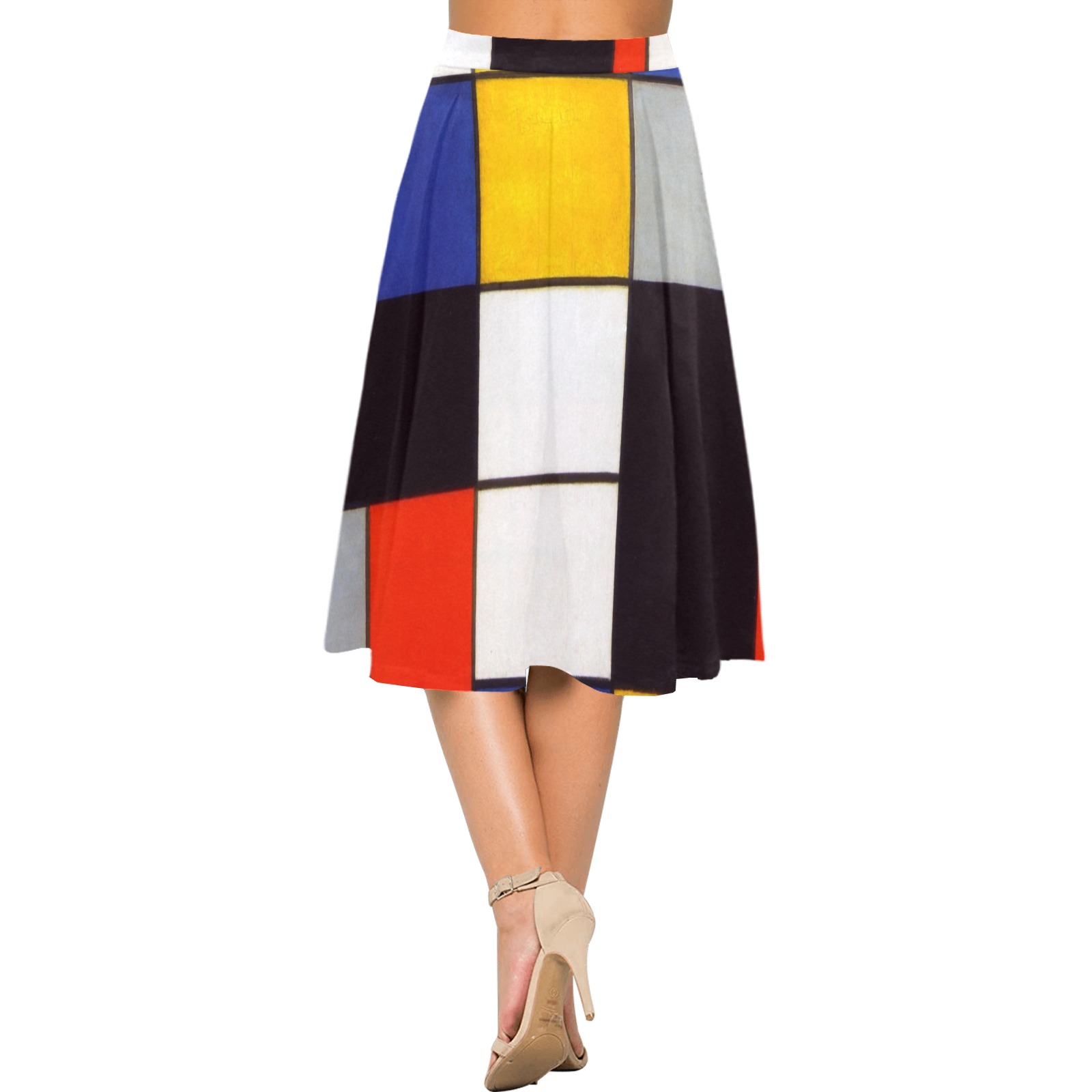 Composition A by Piet Mondrian Mnemosyne Women's Crepe Skirt (Model D16)