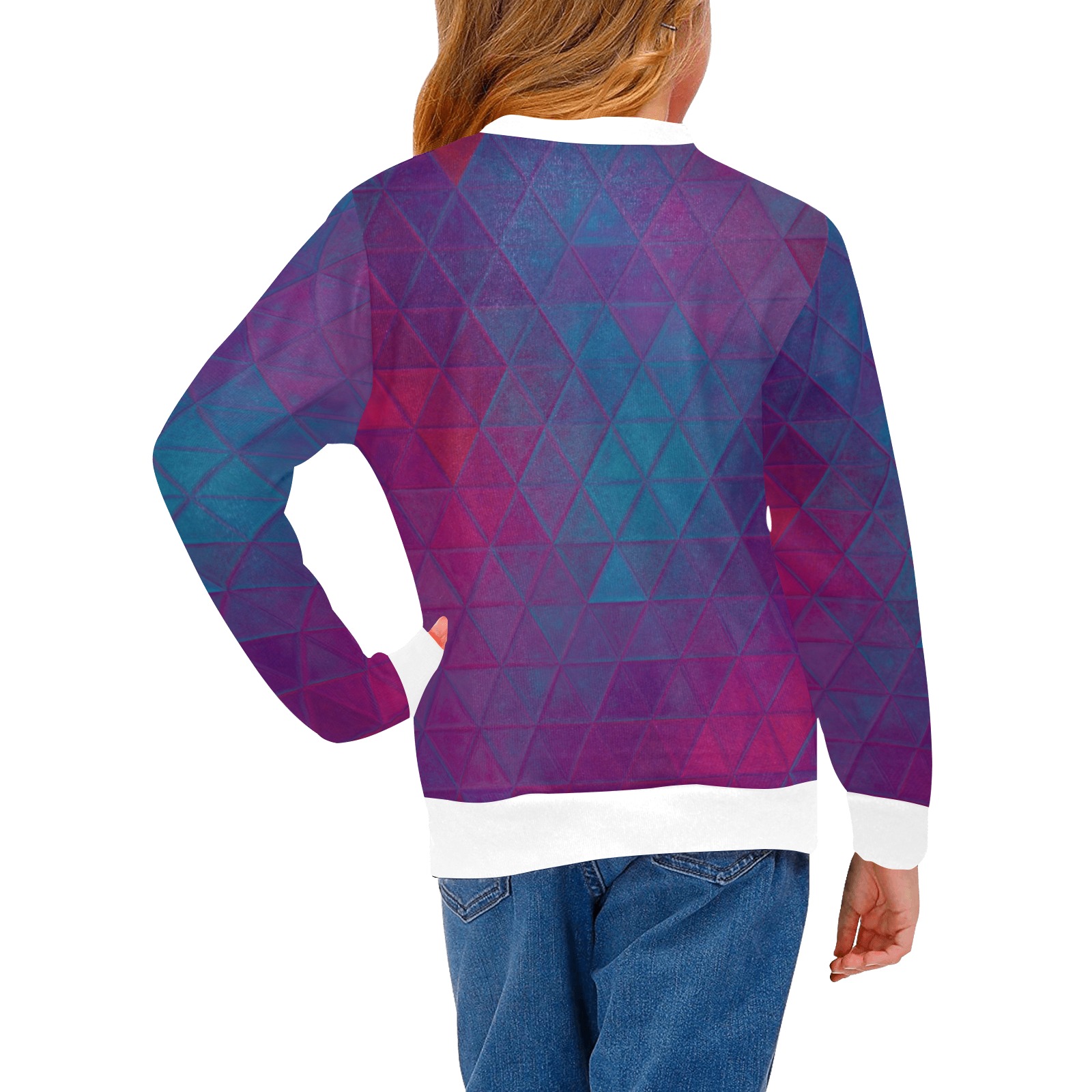 mosaic 36 Girls' All Over Print Crew Neck Sweater (Model H49)