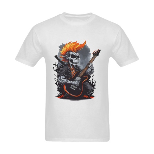Ghost skull playing guitar Men's Slim Fit T-shirt (Model T13)