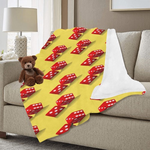 Las Vegas Red Dice - Yellow Ultra-Soft Micro Fleece Blanket 60"x80" (Thick)