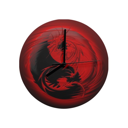 Black Red Ying Yang Dragon