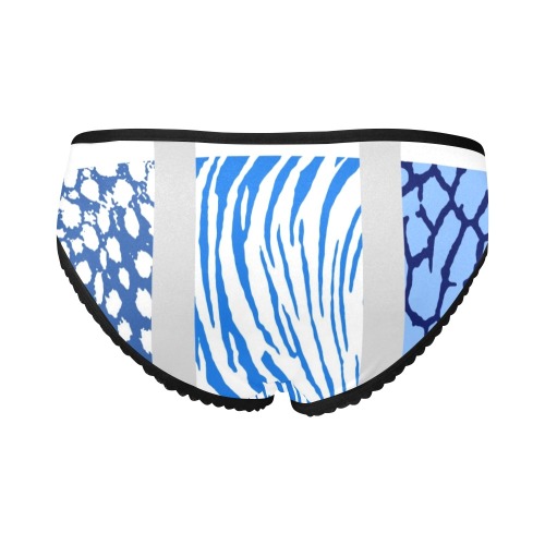 White and Blues Mixed Animal Print Women's All Over Print Girl Briefs (Model L14)