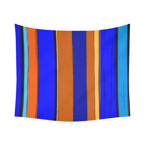 Abstract Blue And Orange 930 Cotton Linen Wall Tapestry 60"x 51"